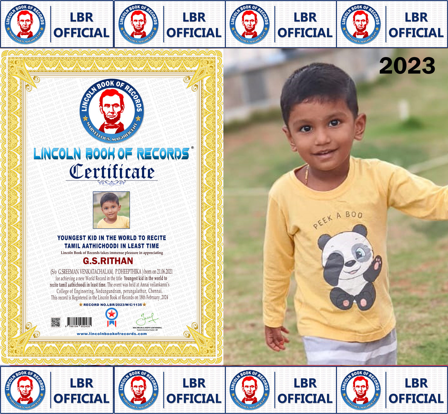 Youngest kid in the world to recite  tamil aathichoodi in least time