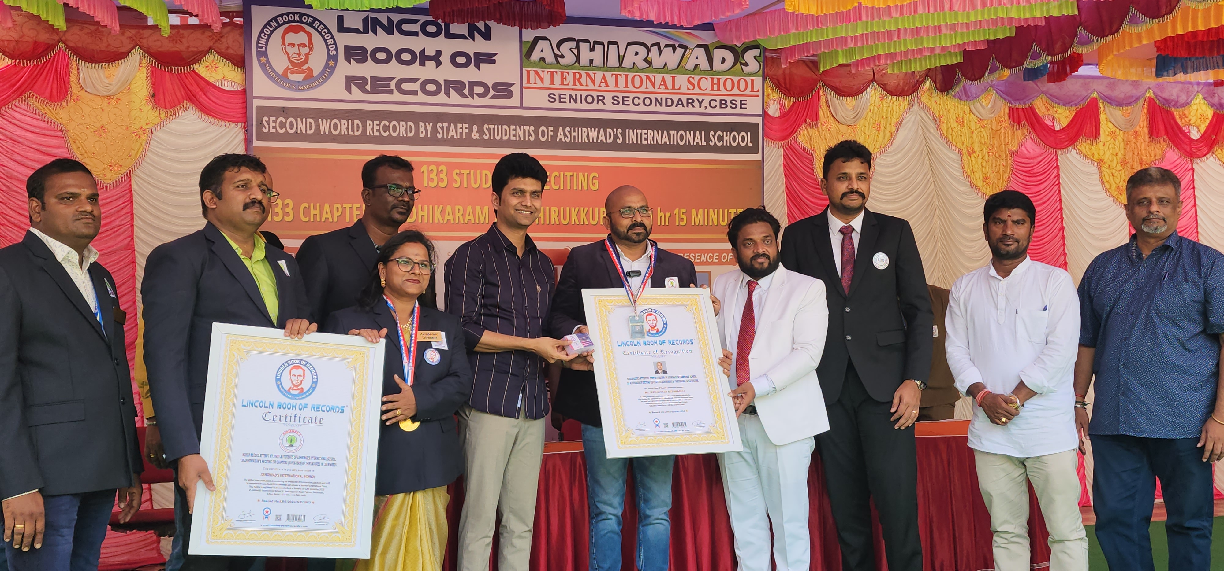 WORLD RECORD ATTEMPT BY STAFF & STUDENTS OF ASHIRWAD'S INTERNATIONAL SCHOOL. 133 ASHIRWADIAN'S RECITING 133 CHAPTERS (ADHIKARAM) OF THIRUKKURAL IN 66 MINUTES.