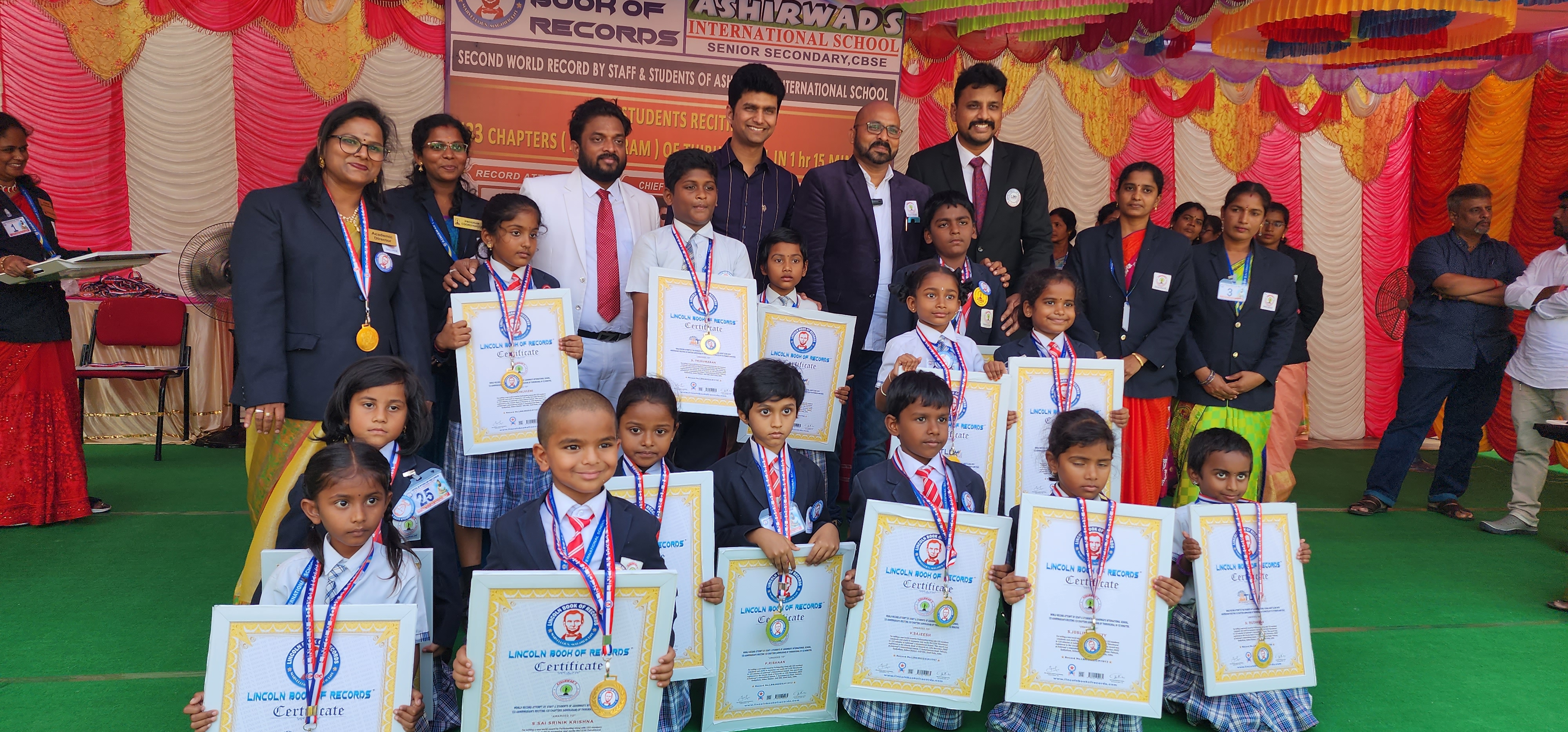 WORLD RECORD ATTEMPT BY STAFF & STUDENTS OF ASHIRWAD'S INTERNATIONAL SCHOOL. 133 ASHIRWADIAN'S RECITING 133 CHAPTERS (ADHIKARAM) OF THIRUKKURAL IN 66 MINUTES.