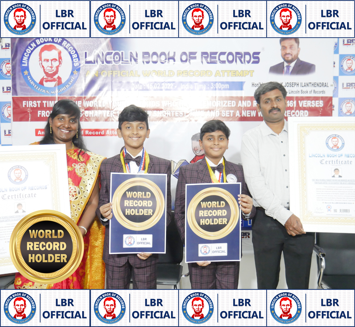 First time in the world youngest Kids who have memorized and recited 2461 Verses  from Psalms chapter 1 to 150 in shortest time and set a New World record