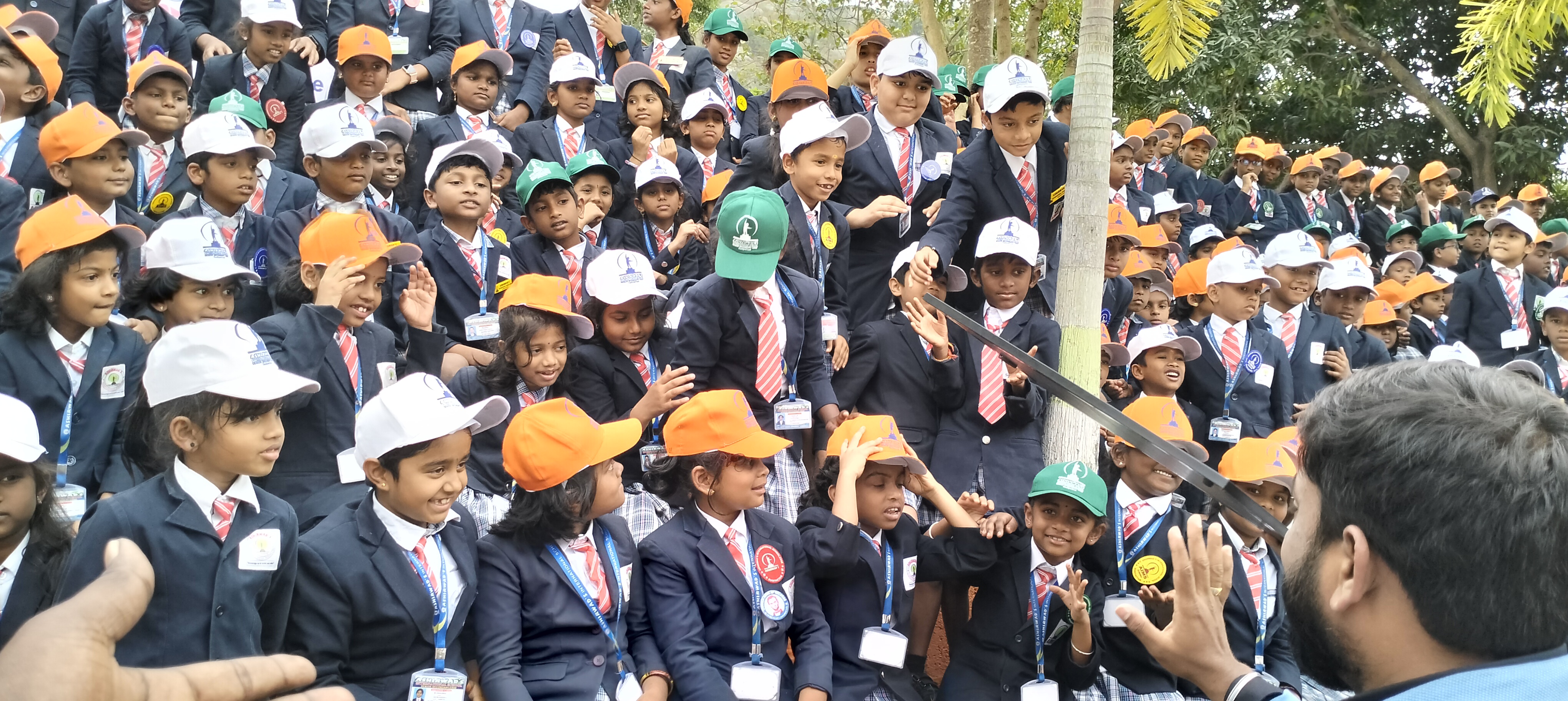 "For the First Time on India's 74th Republic day Ashirwad's International School  students reciting 465 articles of Indian constitution in many Indian Languages  and standing in the human portrait of Indian map"