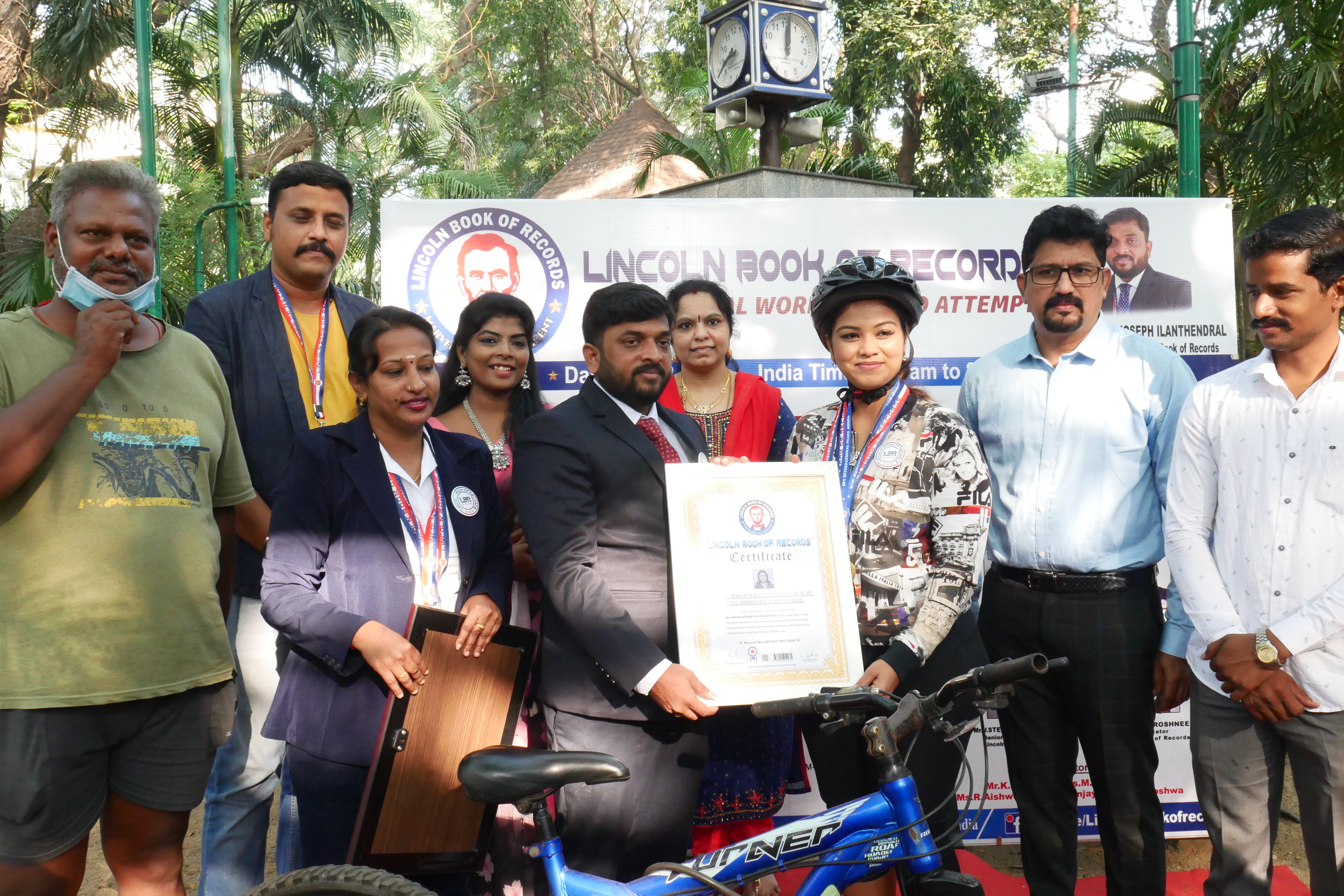 The first woman in the world to ride a bicycle for 100 days to raise awareness about the Meniere’s Disease.