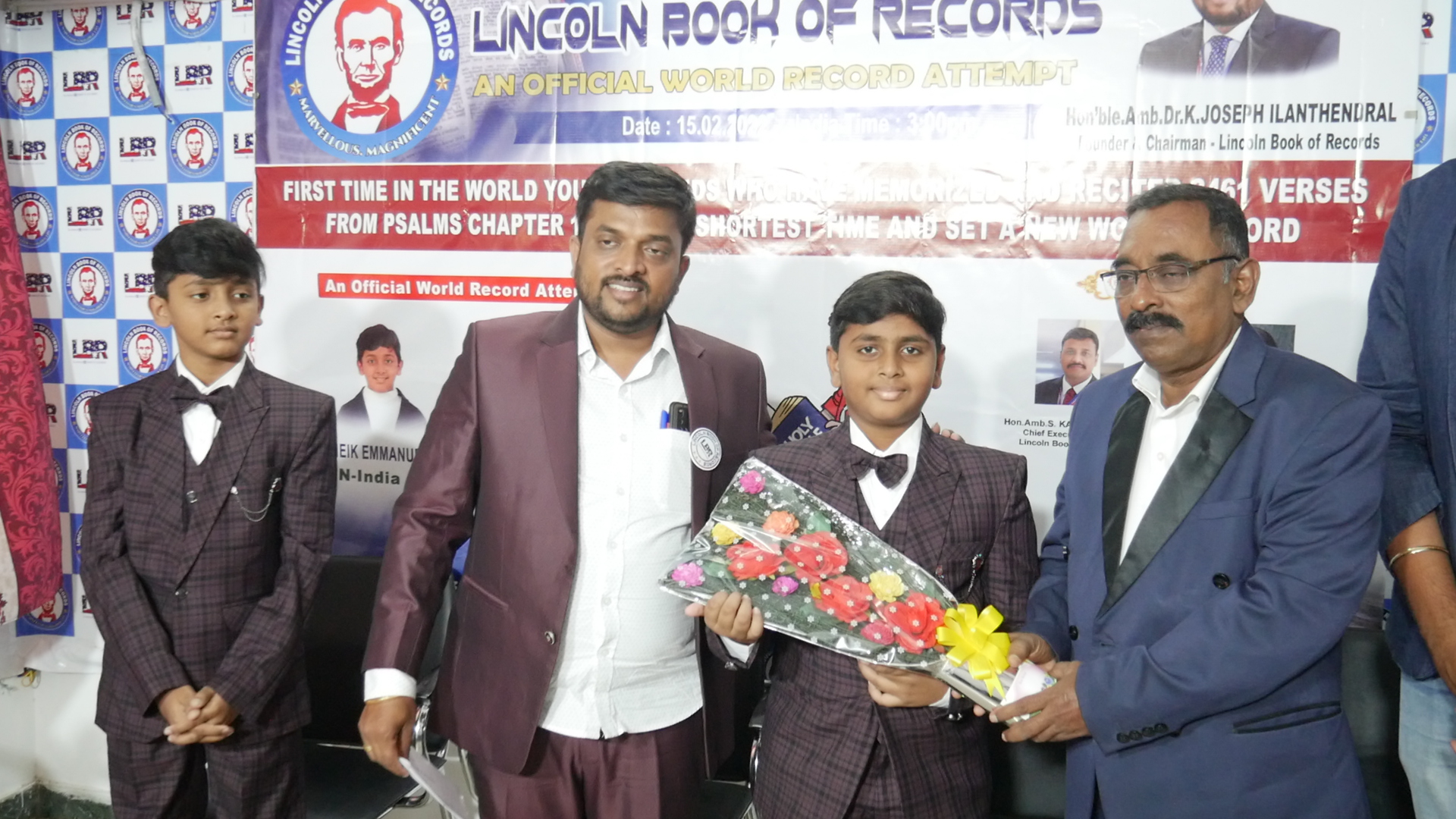 First time in the world youngest Kids who have memorized and recited 2461 Verses  from Psalms chapter 1 to 150 in shortest time and set a New World record