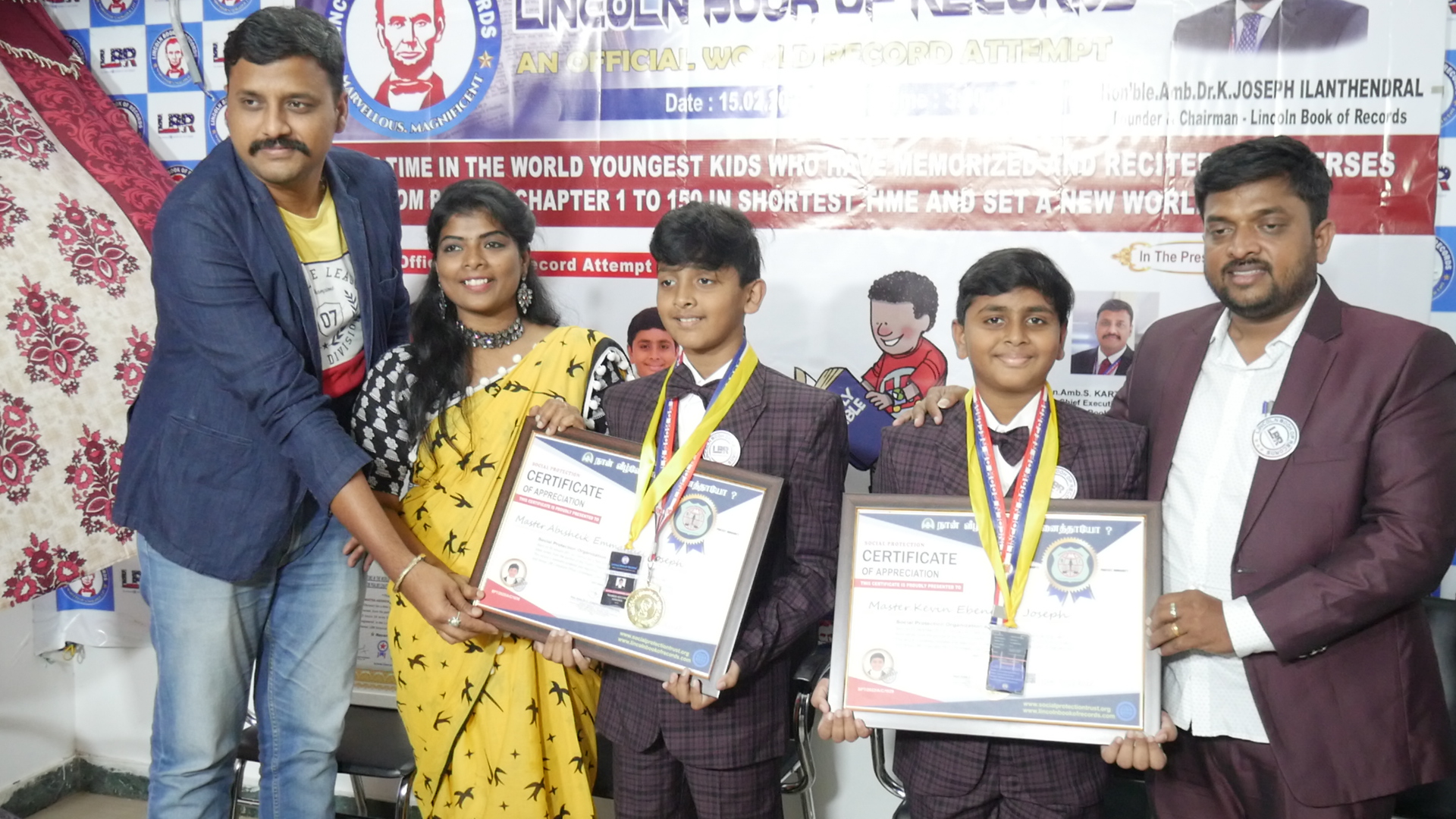 First time in the world youngest Kids who have memorized and recited 2461 Verses  from Psalms chapter 1 to 150 in shortest time and set a New World record