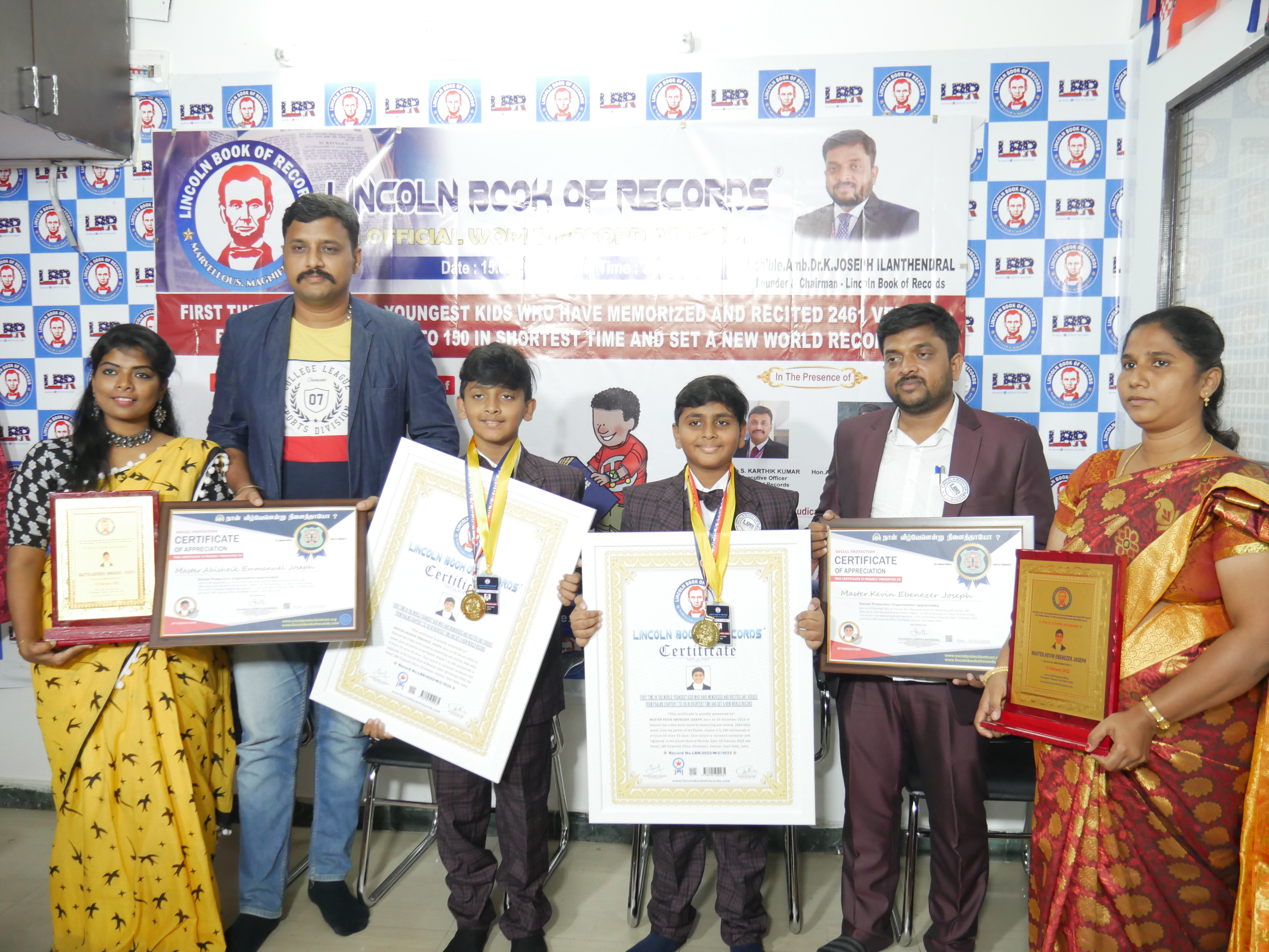 First time in the world youngest Kids who have memorized and recited 2461 Verses  from Psalms chapter 1 to 150 in shortest time and set a New World record