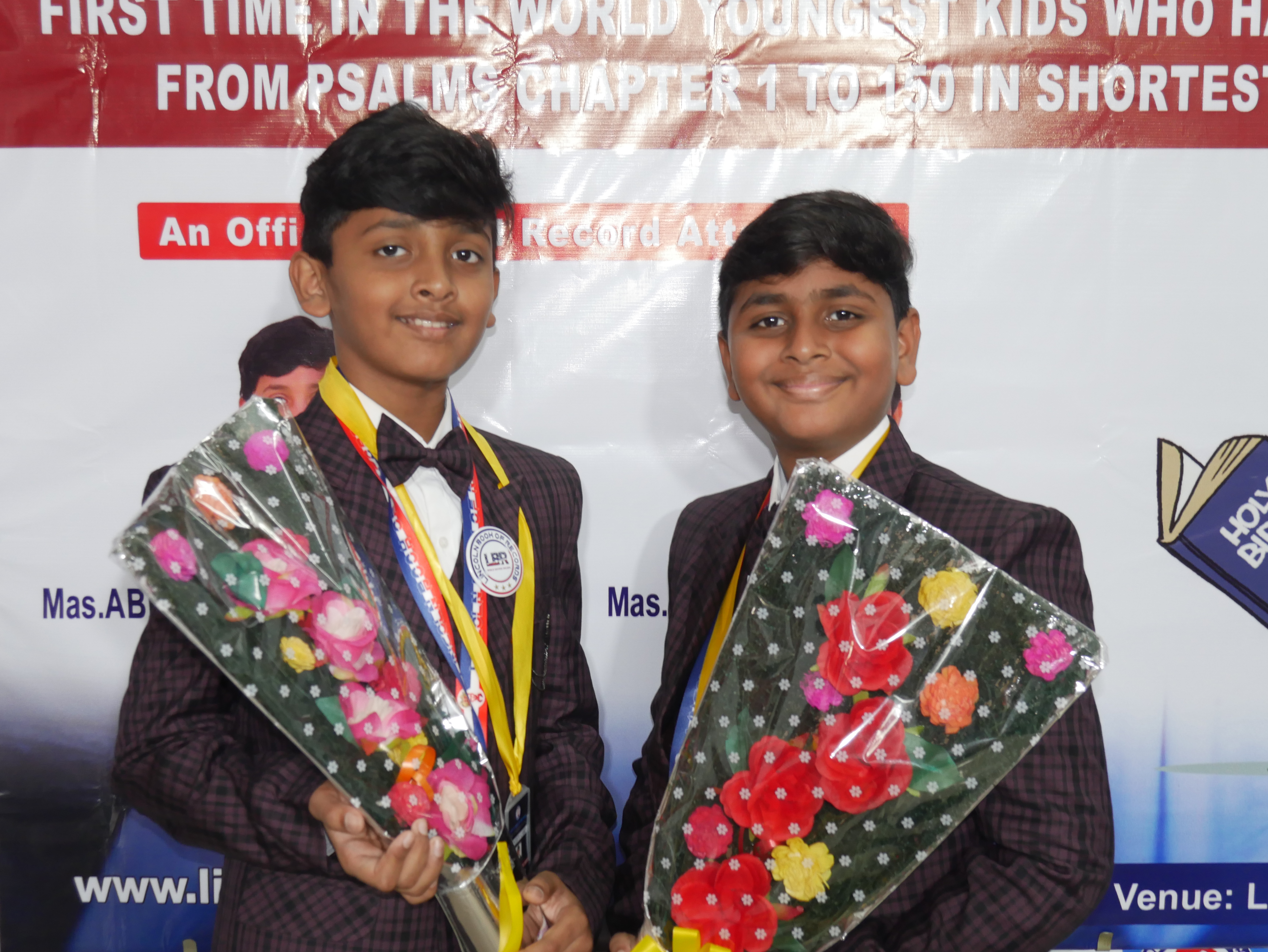 First time in the world youngest Kids who have memorized and recited 2461 Verses  from Psalms chapter 1 to 150 in shortest time and set a New World record