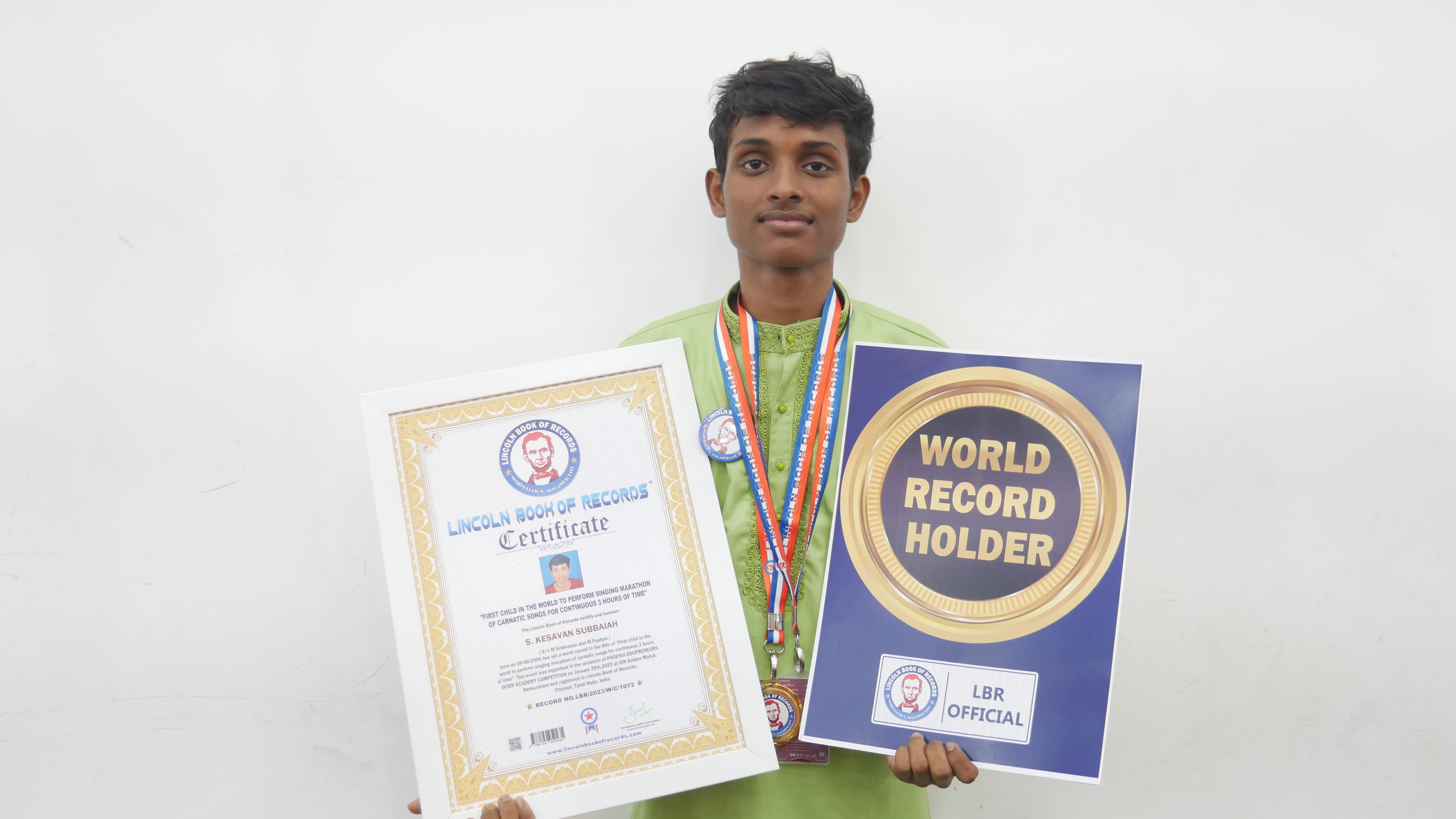 "First child in the world to perform singing marathon  of carnatic songs for continuous 3 hours of time"