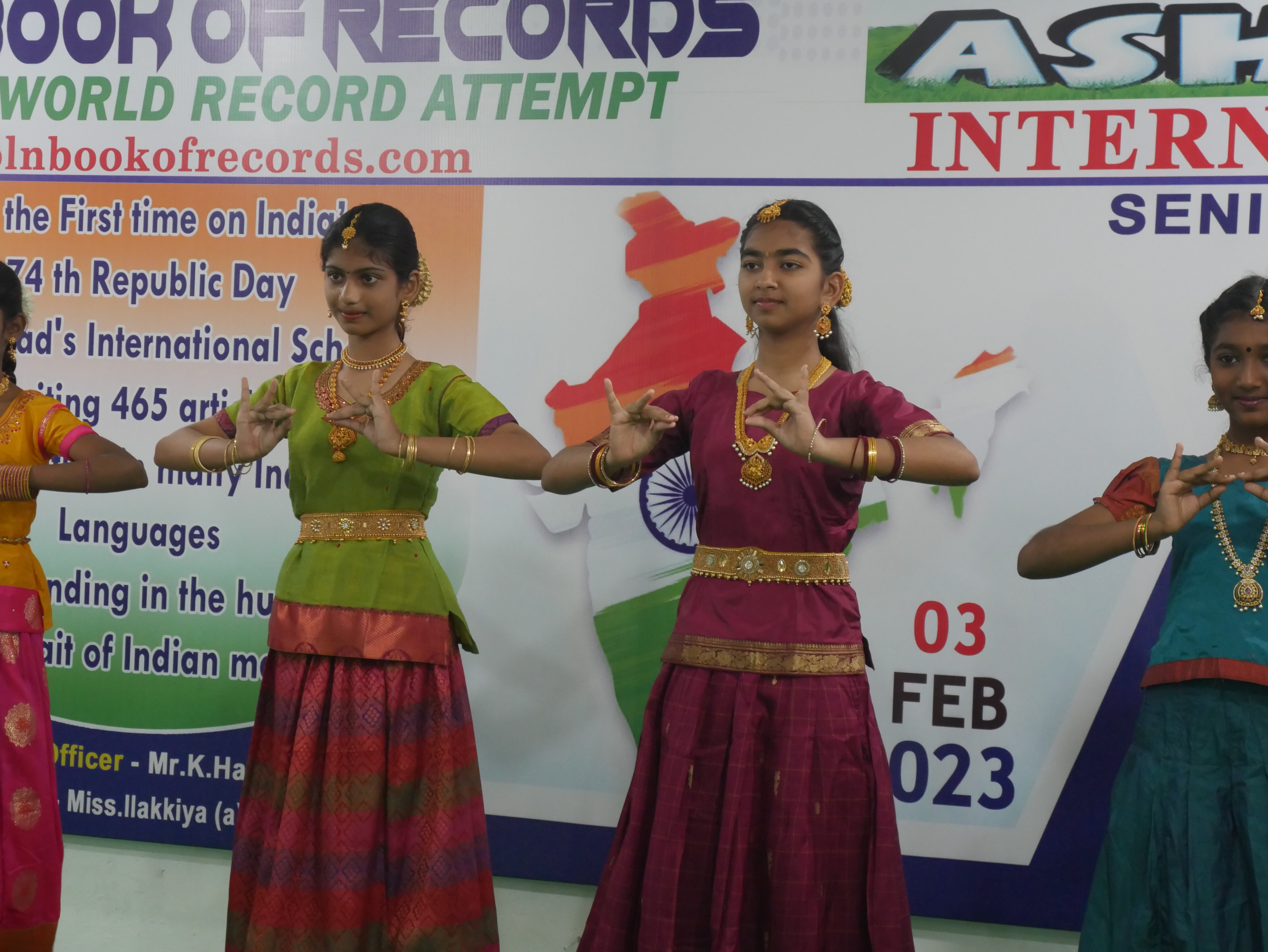 "For the First Time on India's 74th Republic day Ashirwad's International School  students reciting 465 articles of Indian constitution in many Indian Languages  and standing in the human portrait of Indian map"