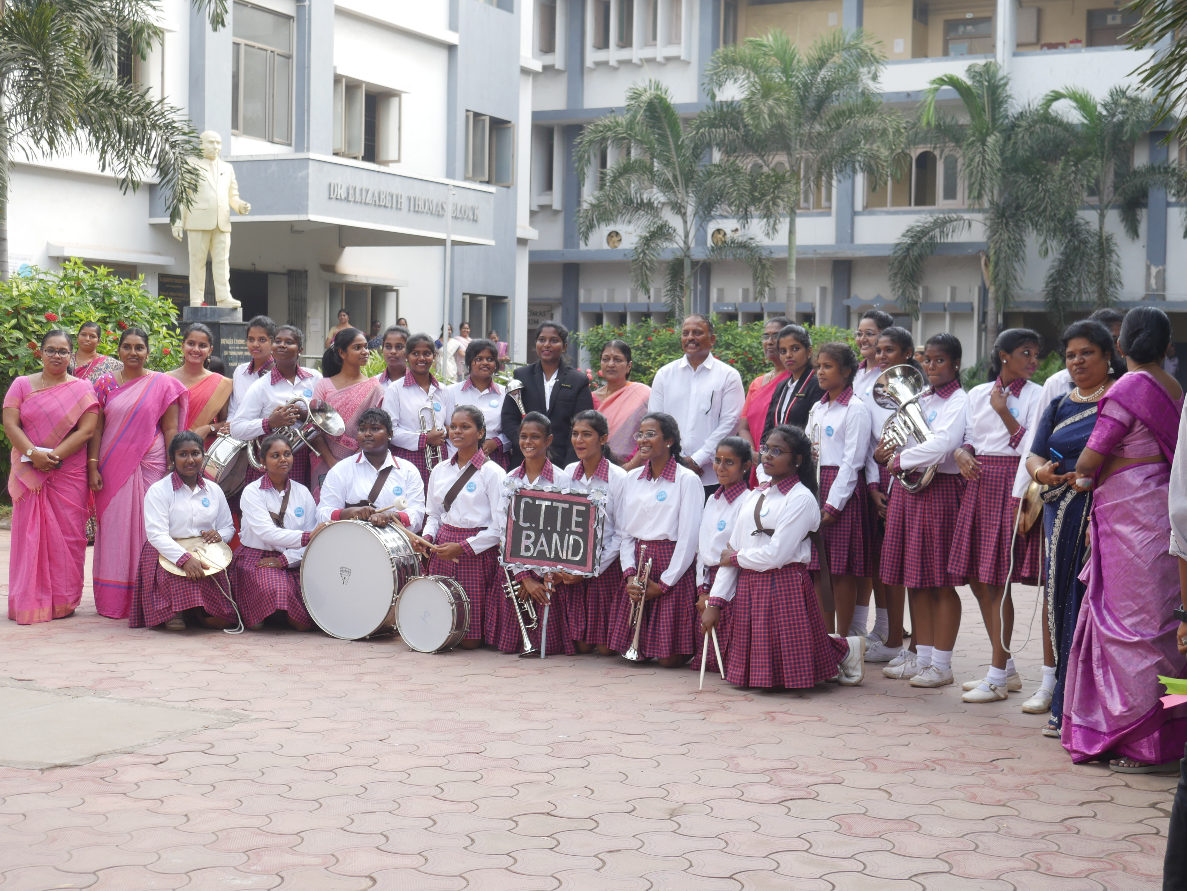 2023 female students unitedly flaunting at "The Women Empowerment  Logo" on the occasion of International Women's Day of 2023.