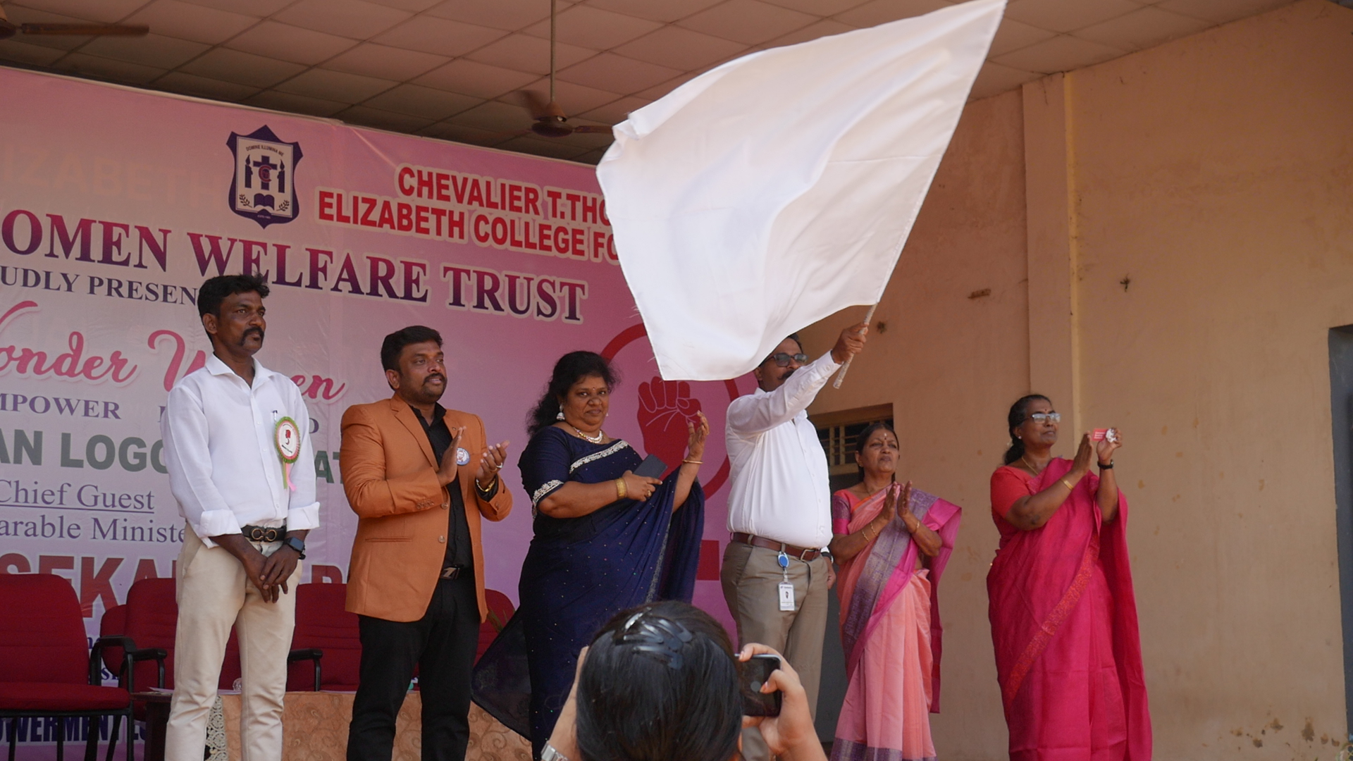 2023 female students unitedly flaunting at "The Women Empowerment  Logo" on the occasion of International Women's Day of 2023.