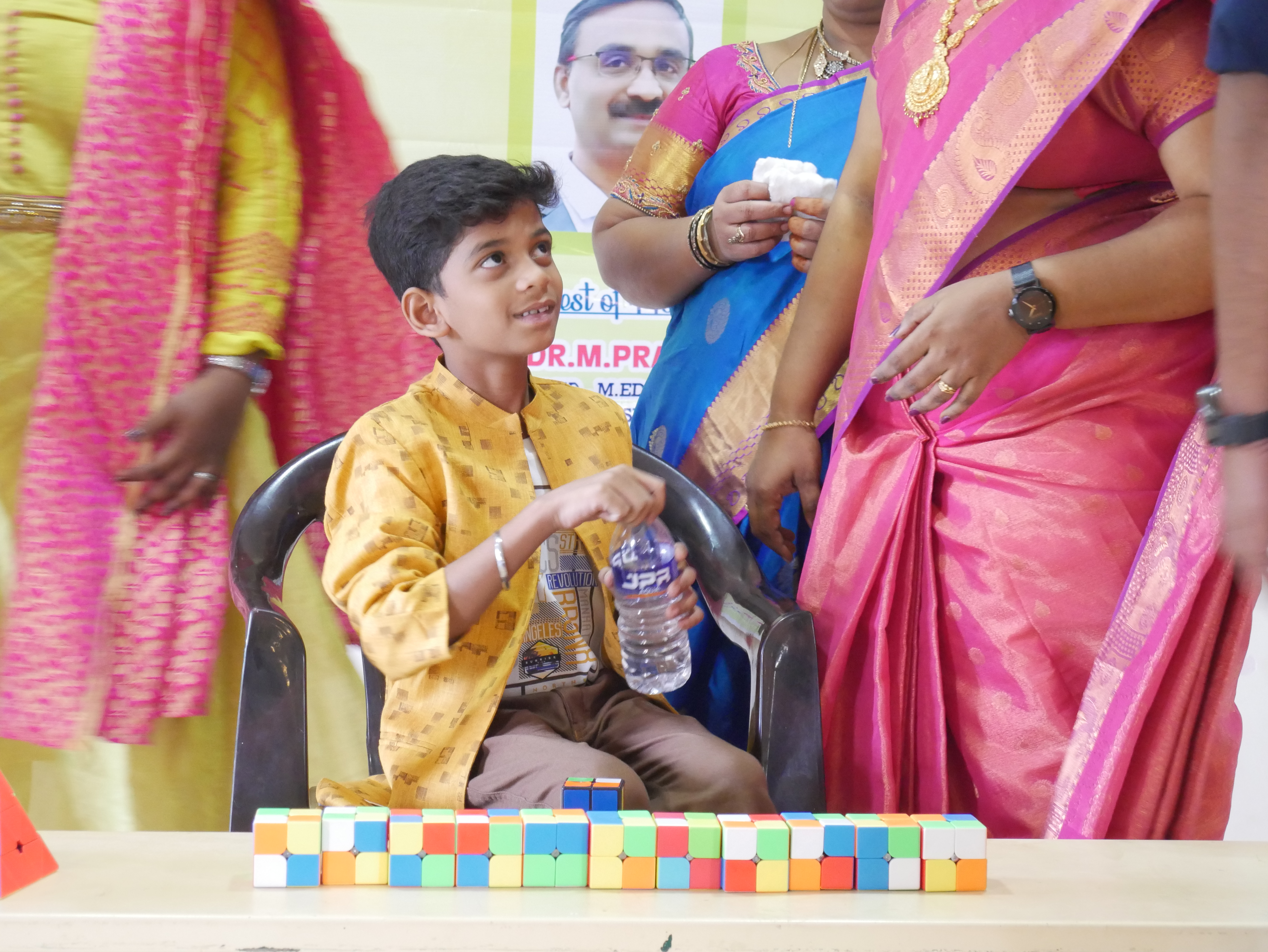 World's youngest child to solve multiple number of 2*2 Rubik's Cube  blindfolded by using Mid Brain Activation Method  in 05 minutes.