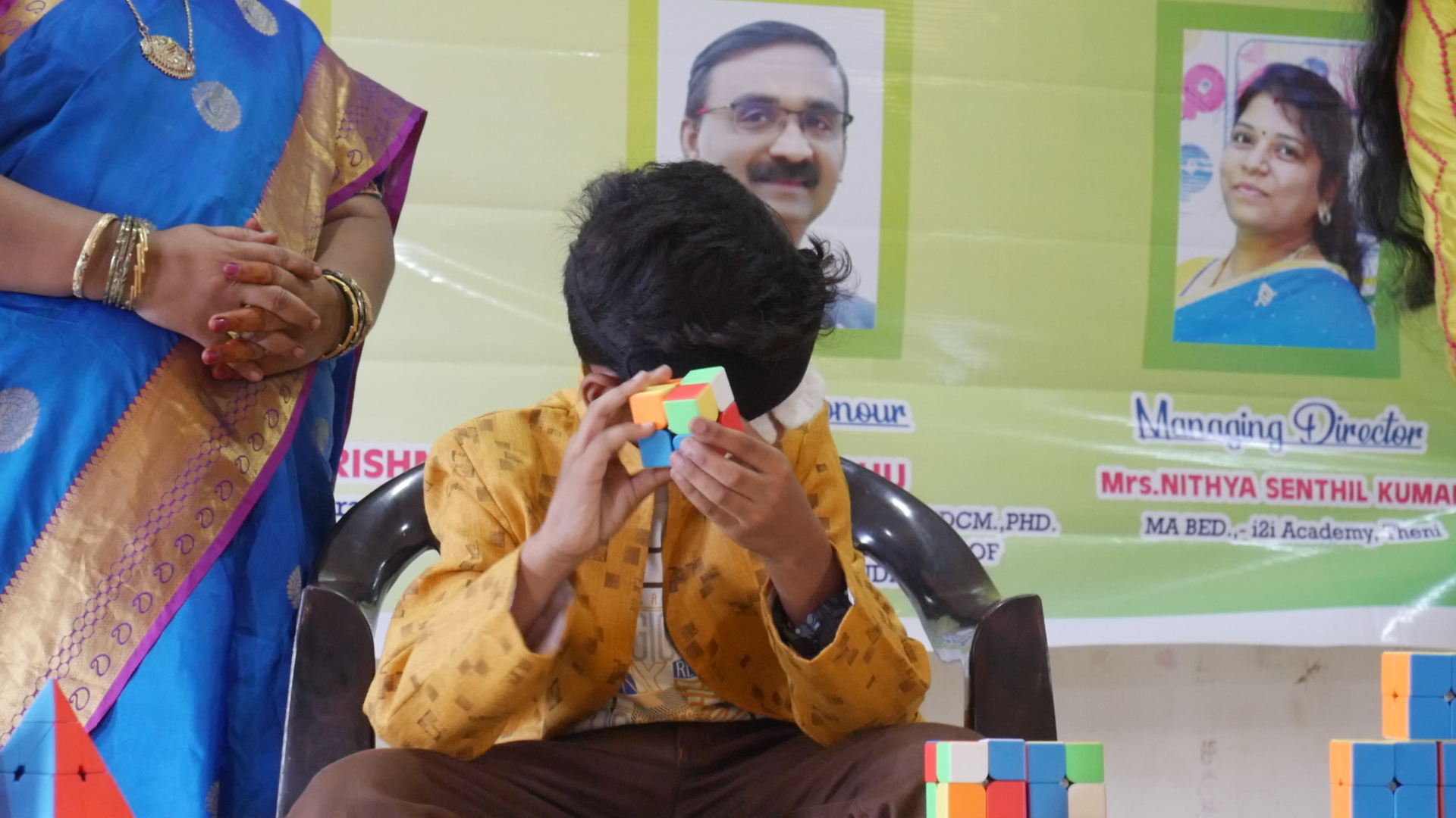 World's youngest child to solve multiple number of 2*2 Rubik's Cube  blindfolded by using Mid Brain Activation Method  in 05 minutes.