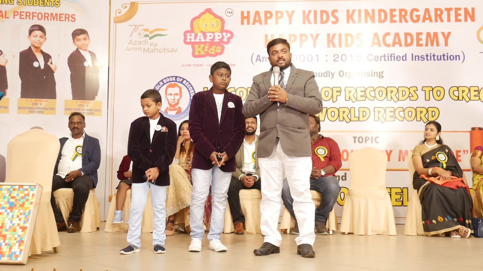 "World record by solving 81 - 3*3 Rubik’s cube and arranging them in  no.76 on occasion of our 76th independence day celebration by  blindfolded using Mid Brain Activation Technique in least time"