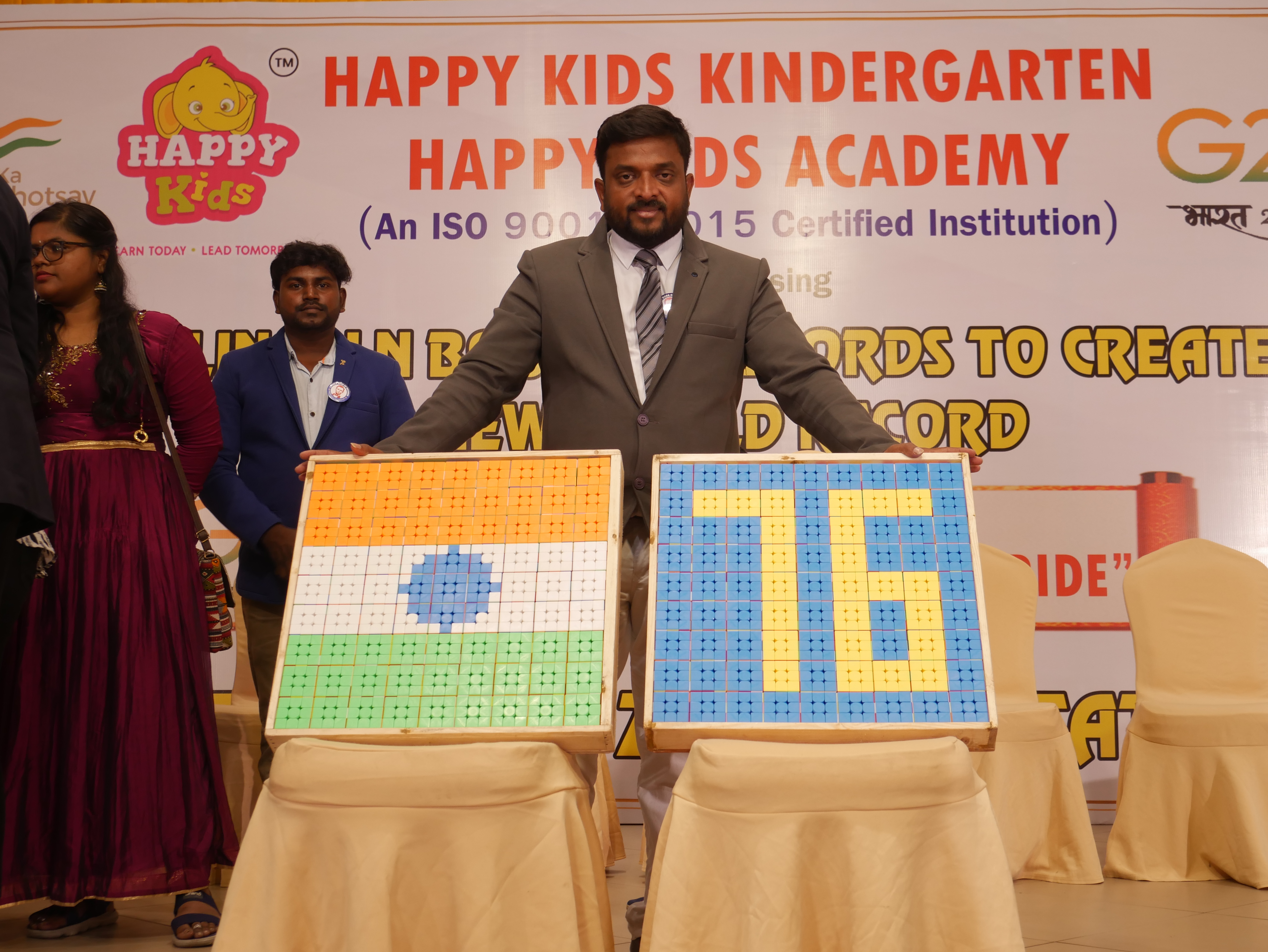 "World record by solving 81 - 3*3 Rubik’s cube and arranging them in  no.76 on occasion of our 76th independence day celebration by  blindfolded using Mid Brain Activation Technique in least time"