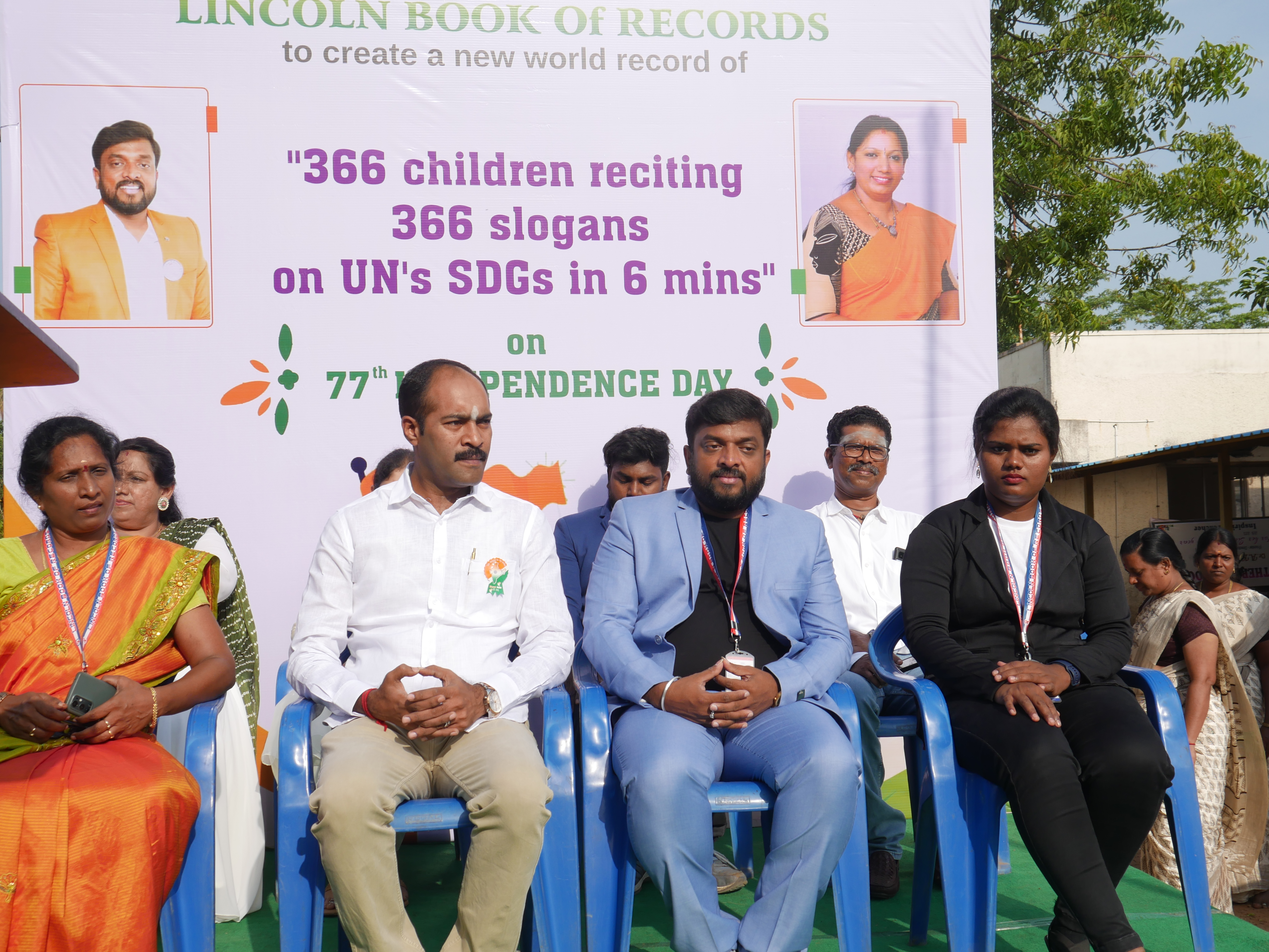 "World Record by organising 366 students reciting 366 slogans  in 6 minutes on environmental protection and sustainability on  UN's SDGs and 75 students forming human chain supporting the slogans ".
