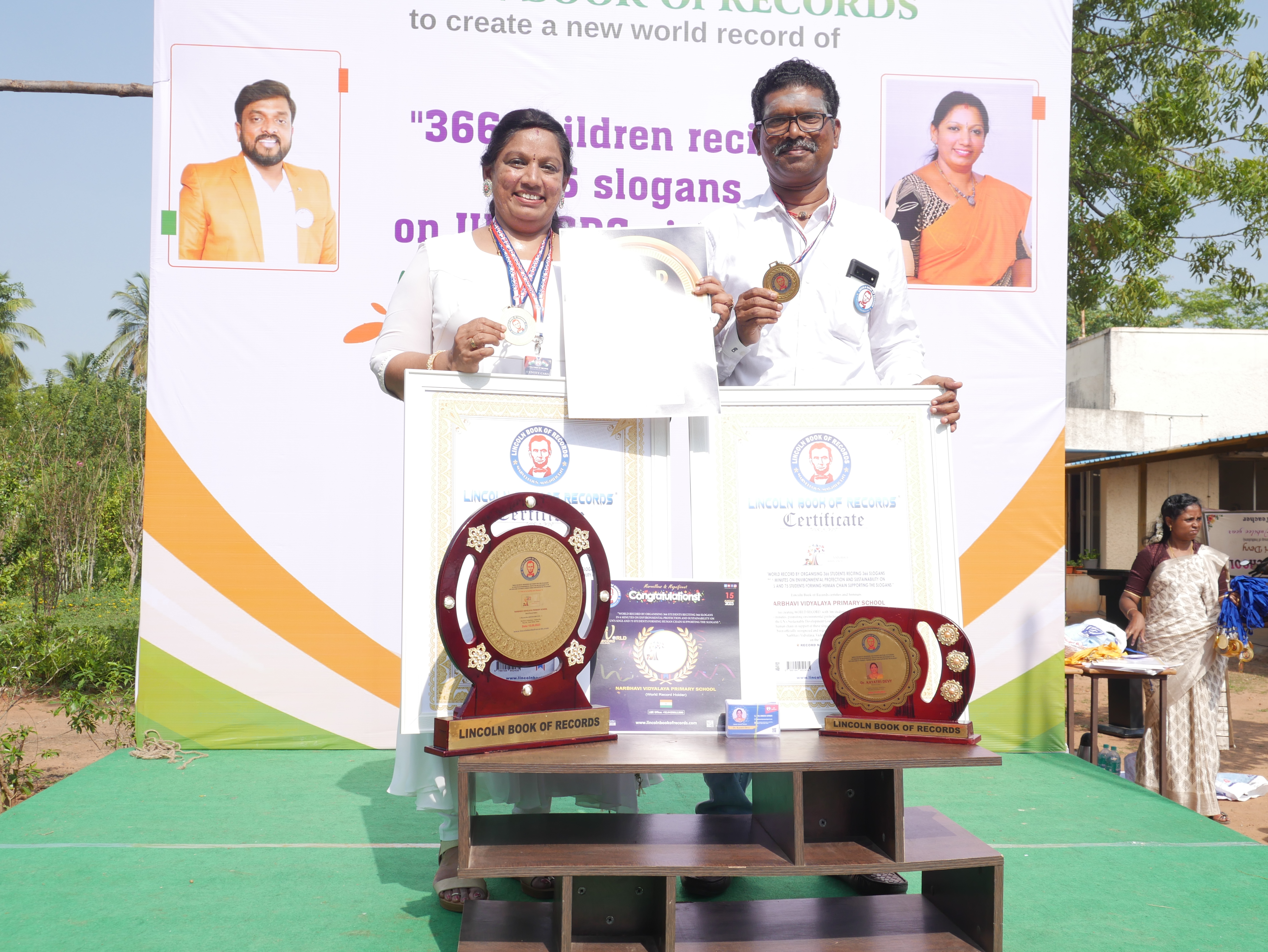 "World Record by organising 366 students reciting 366 slogans  in 6 minutes on environmental protection and sustainability on  UN's SDGs and 75 students forming human chain supporting the slogans ".