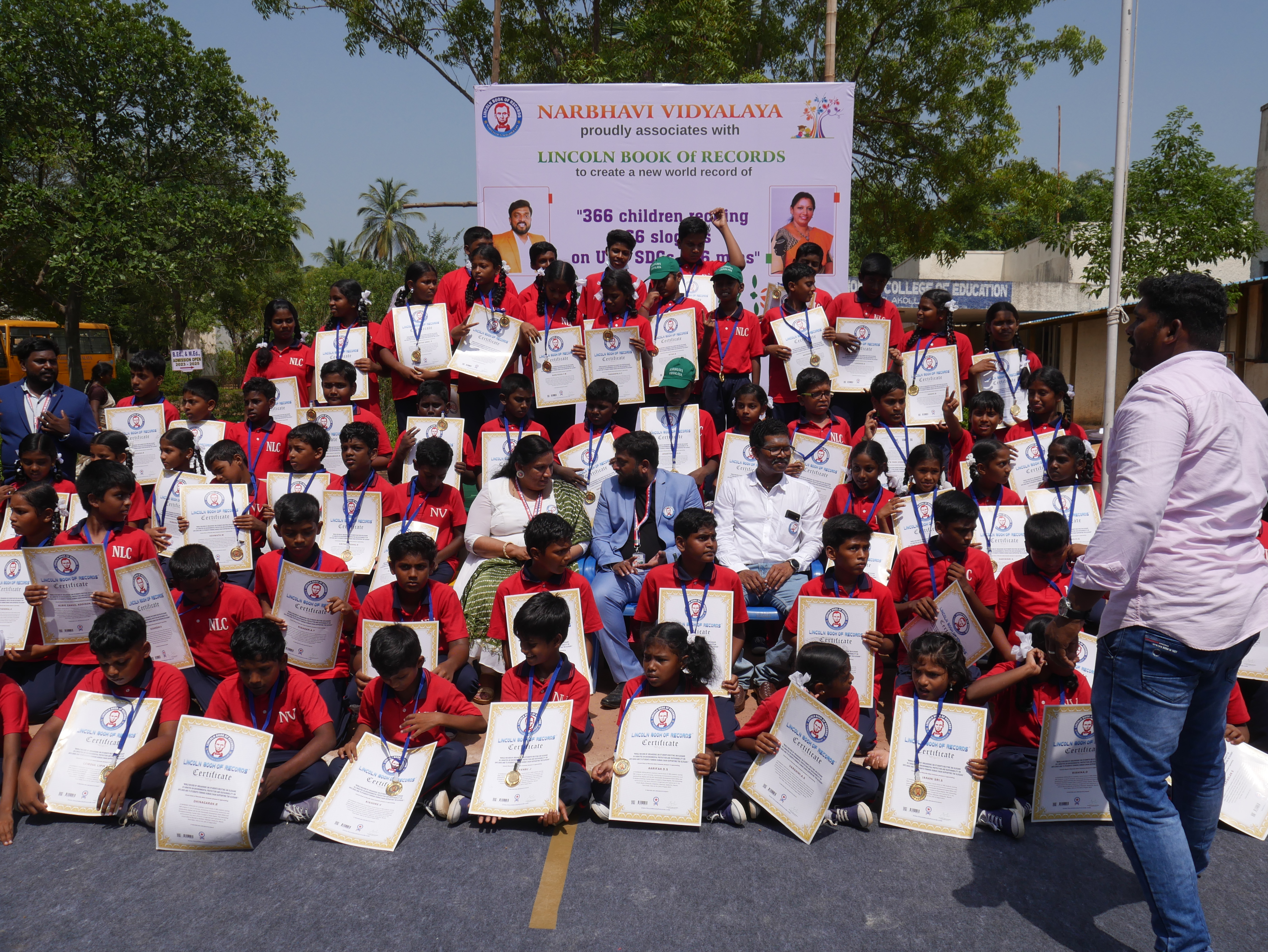 "World Record by organising 366 students reciting 366 slogans  in 6 minutes on environmental protection and sustainability on  UN's SDGs and 75 students forming human chain supporting the slogans ".