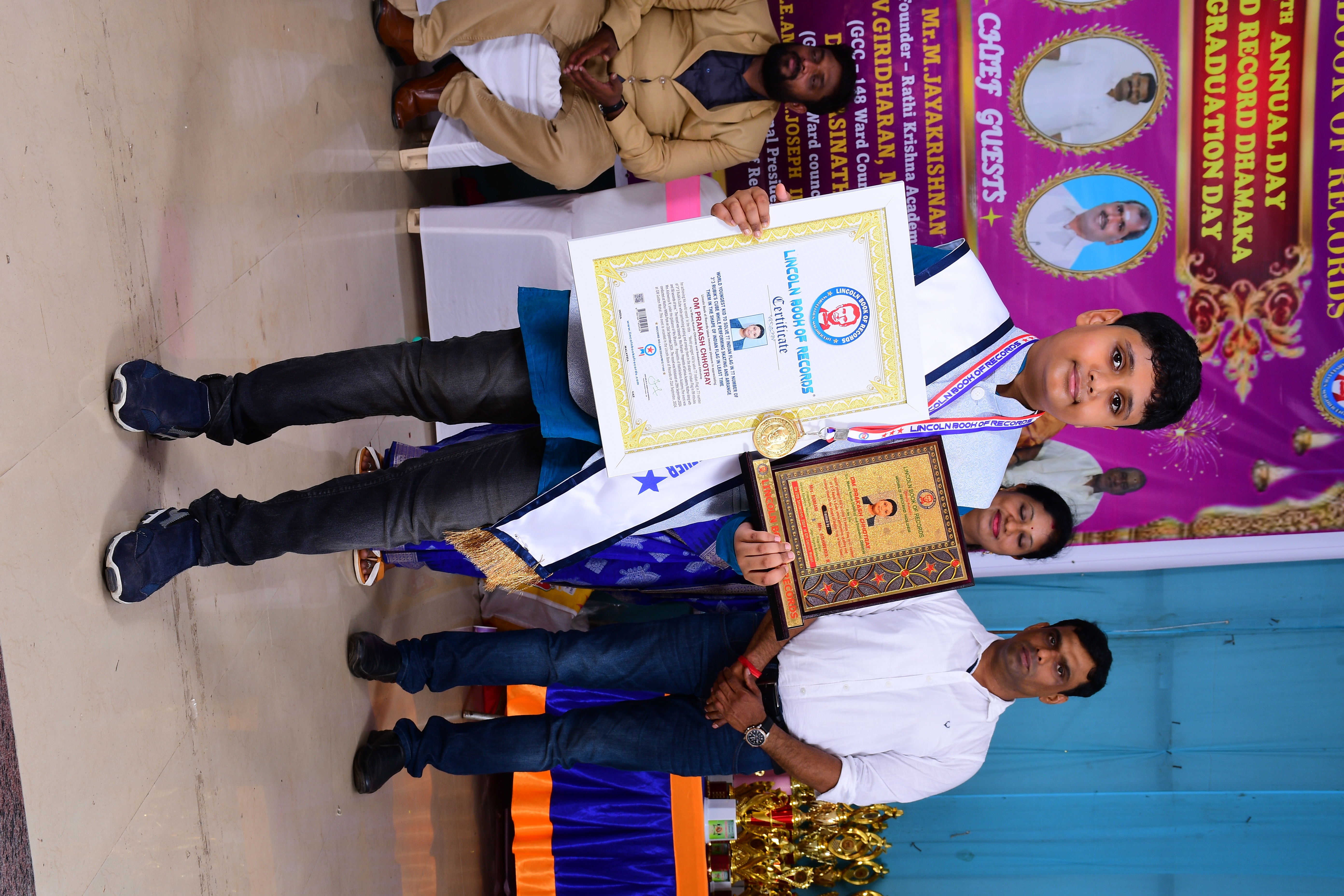 World youngest kid to solve 77 Indian Flag in 77 number of 3*3 Rubik's Cube while performing skating and arrange them in the shape of Indian Flag in least time.