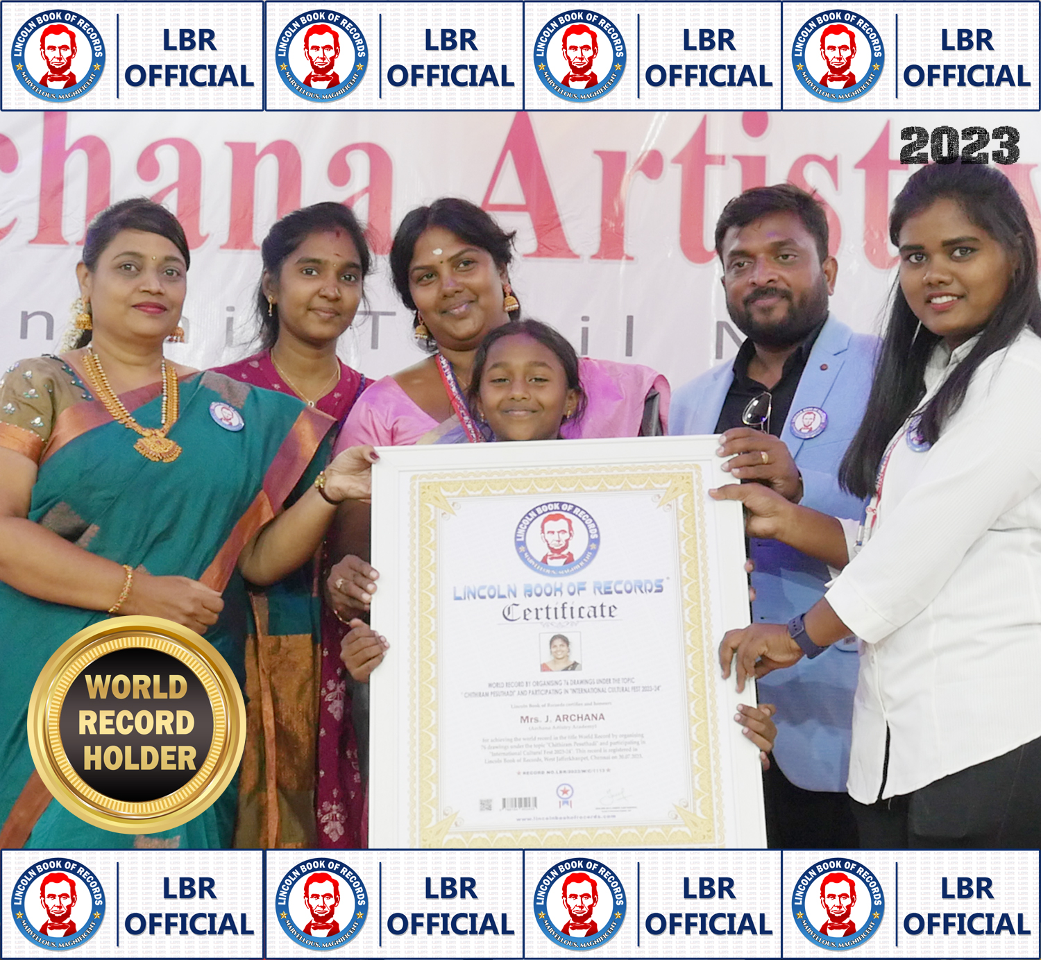 World Record by organising 76 drawings under the topic  " Chithiram Pesuthadi" and participating in "International Cultural Fest 2023-24".