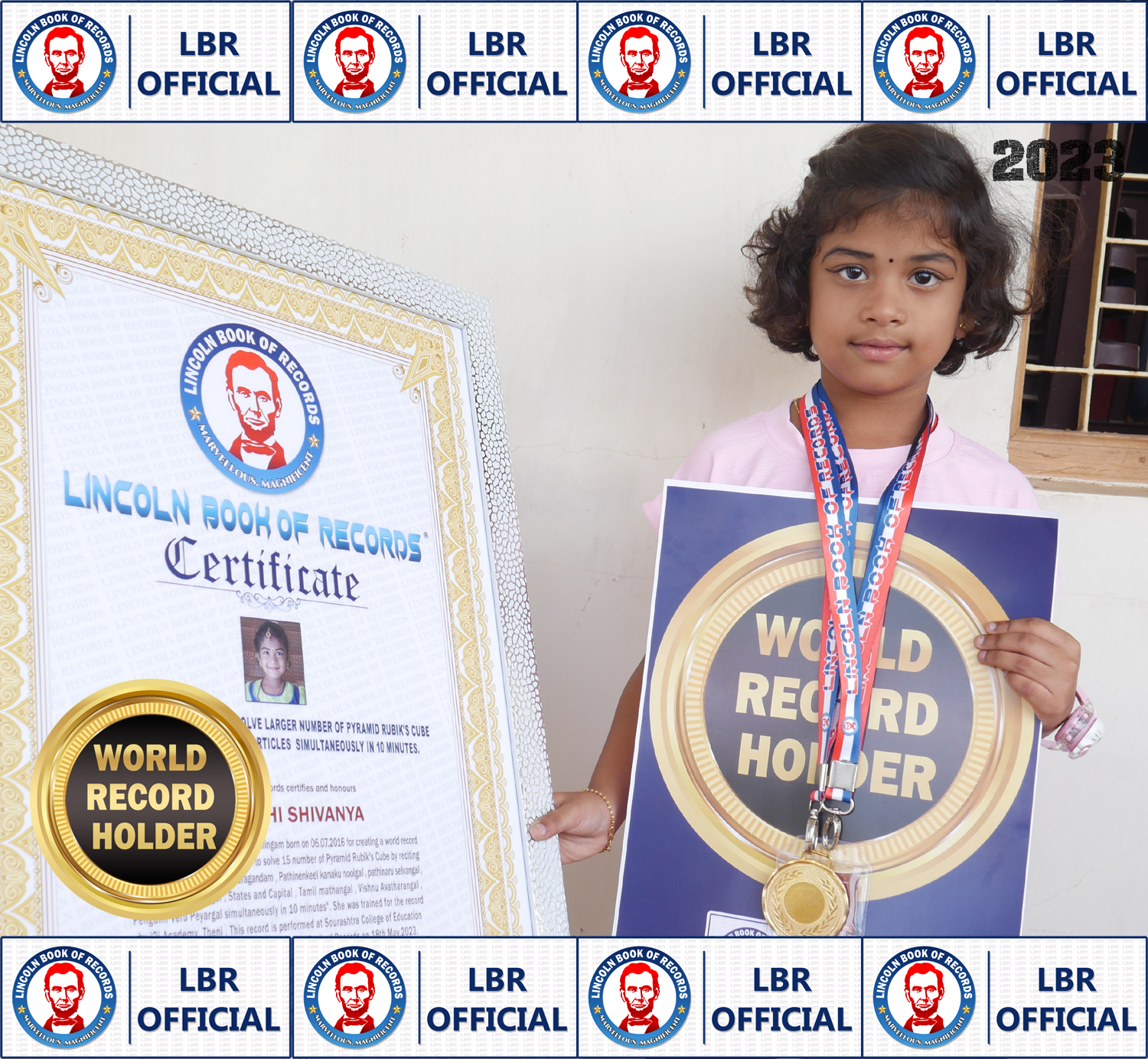 World's youngest child to solve larger number of Pyramid Rubik's Cube  by reciting multiple Tamil articles  simultaneously in 06 minutes.